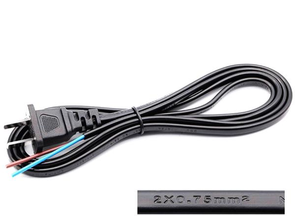 High quality 2 pin copper black power cord with striped end 10A/16A power cable