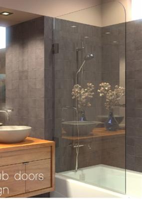 High Strength Tempered Glass Shower Screen , Glass Bathtub Screen With Hinge