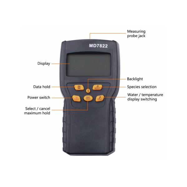MD7822 LCD Digital Grains Moisture Meter Thermometer Humidity Tester Rice Corn Wheat Coffee Bean Wet Tester Hygrometer