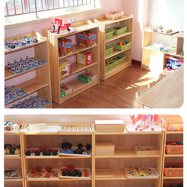 Commercial Kindergarten Classroom Furniture Wooden Cabinet Toy Storage