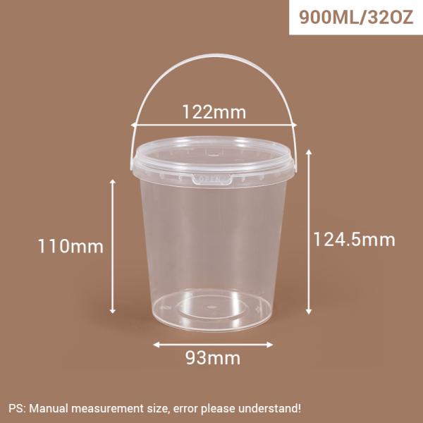 450ml-900ml Transparent Plastic Food Storage Buckets With Lids Fruit Bucket