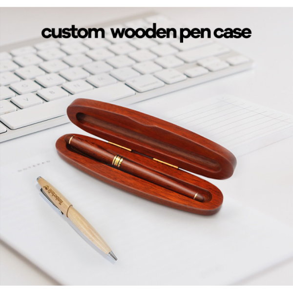 New Oval-shaped Premium Walnut Custom-made Single-pen case for Commemorative Gifts