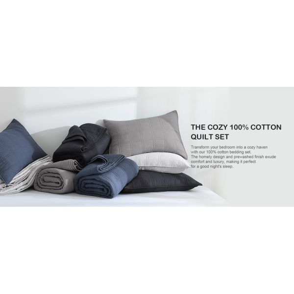 100% Cotton Quilt Set  in Geometric Pattern, Cozy Lightweight Stitching Decorative Bedding Cover Set