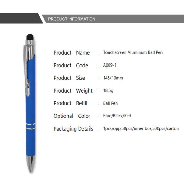 Un stylo à bille en aluminium classique à écran tactile de 1,0 mm
