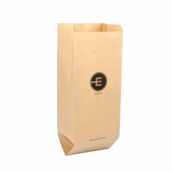 Custom Logo Printed Paper Bread Bag  Brown Kraft Greaseproof