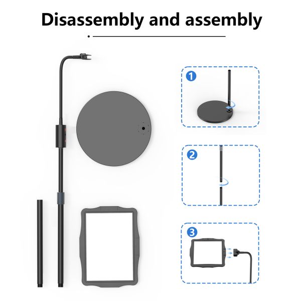 Amazon Retractable Floor Standing Round Magnifier With Infinity Dimming LED Lights and HD Lens