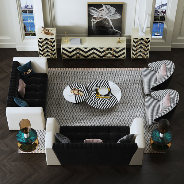 La table basse en acier de rayures de luxe légères de zèbre a placé H45cm autour d'élégant