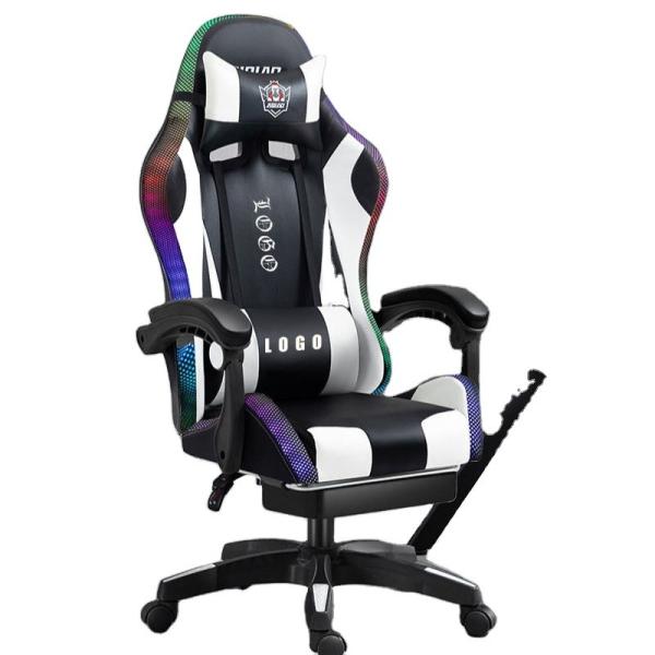 RGB Gaming Chair with Lights and Speakers PU Leather Massage Computer Game Chair