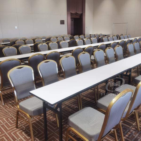 Hotel Project Aluminum Banquet Chairs Gold Frame Square Tube With Rubber Feet