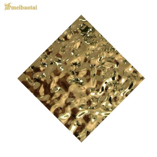 Rosa Ouro Bronze Lata de água ondulada Placa de aço inoxidável Placa de decoração teto