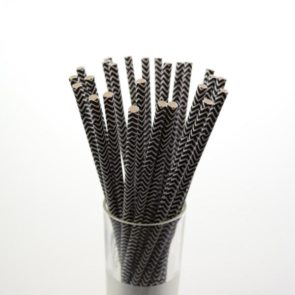 Individual Paper Wrapped Black and White Drinking Straws with Personalized Pattern