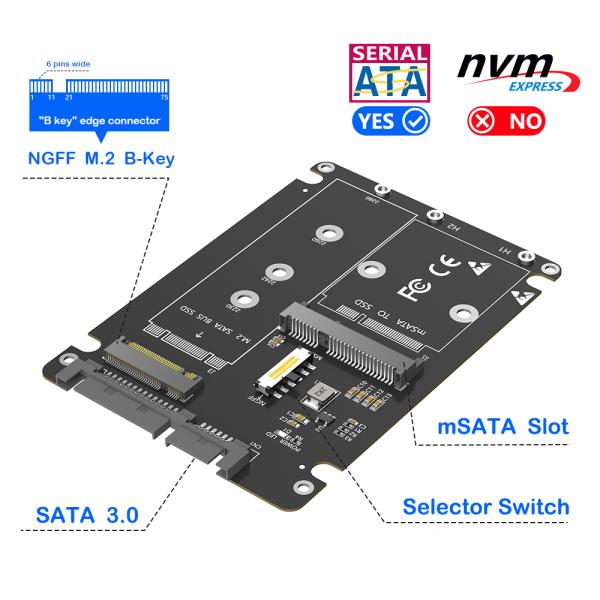 M.2 SATA to 2.5 Inch SSD Adapter for NGFF Key B M SATA SSDs