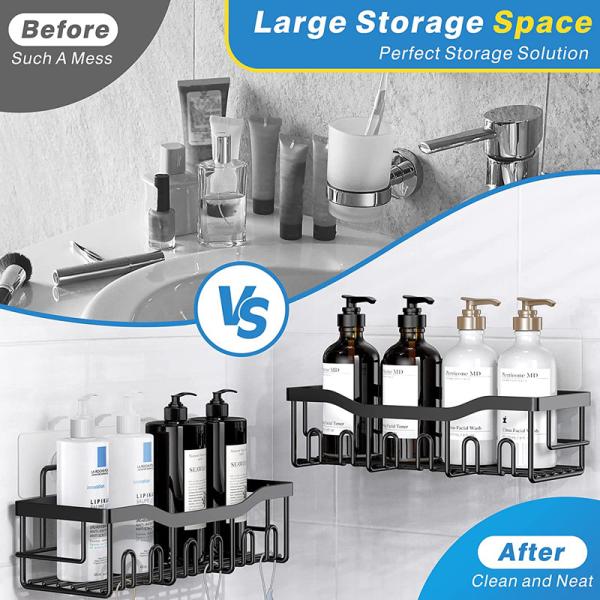 No Drilling Large Capacity Rustproof Stainless Steel Bathroom Organizer Bathroom Shower Shelves for Inside Shower Rack