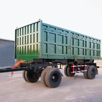 2-Axles Flat Platform Flatbed Side Wall Drawbar Full Trailer With Ladder
