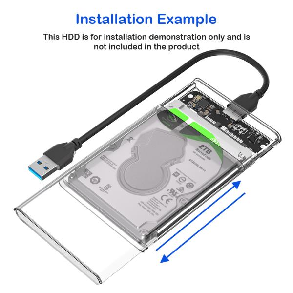 Transparent 2.5 Inch SATA III HDD SSD External Hard Drive Case USB 3.0