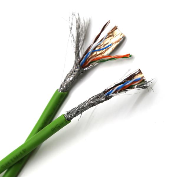 Green AWG Flexible Network Cable 24 Copper Conductor HDPE Insulation PVC Sheath Cat5e SFTP