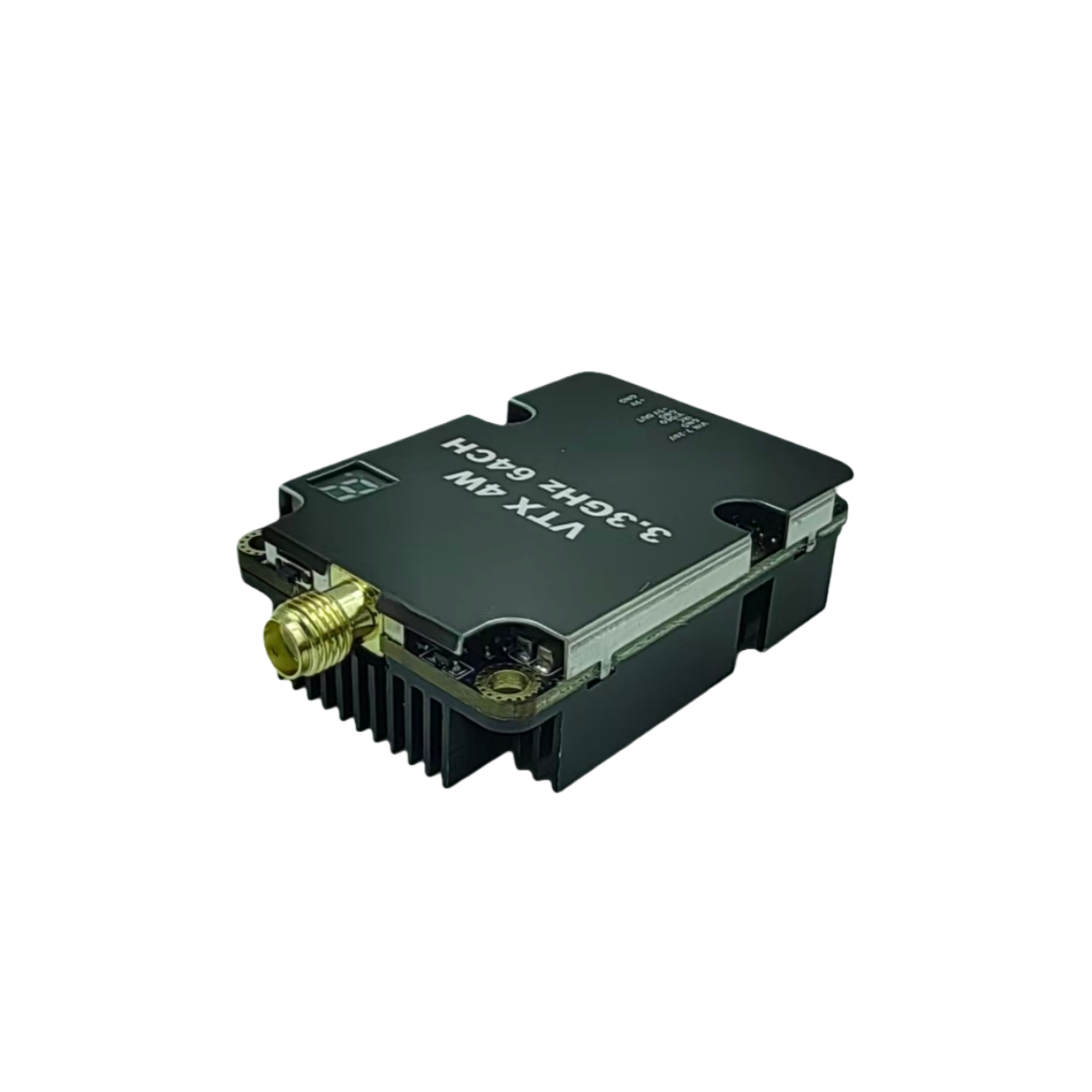 Industrial-grade 64CH VTX Transmitter (Pit/2W/4W) with IRC, 7-26V Input & Universal Mounting for Inspection Drones