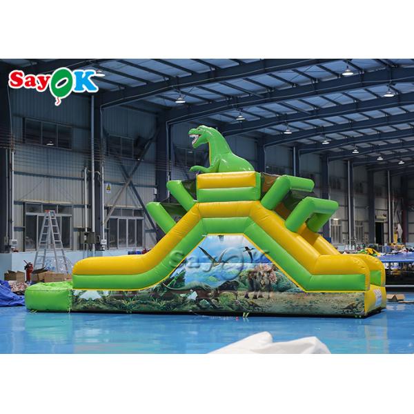 Slide de dinosaurio inflable con tema Slide de agua inflable 9.3x2x3.5mH Impresión de logotipo