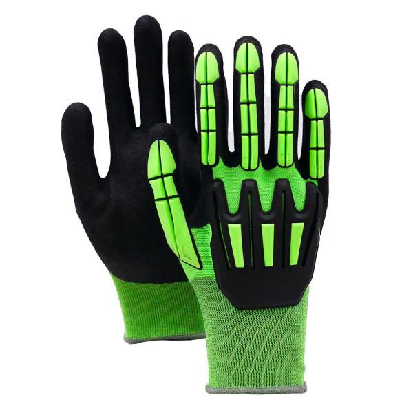 Guantes resistentes a los impactos TPR de Nitrilo de Nylon de 13 calibres con colores de alta visibilidad