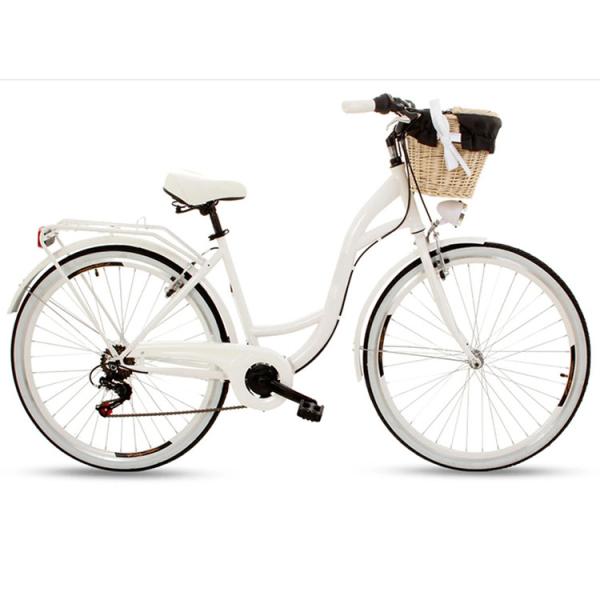 26 polegadas 7 velocidades de aço bicicletas da cidade mulheres bicicleta clássica com cesto de madeira