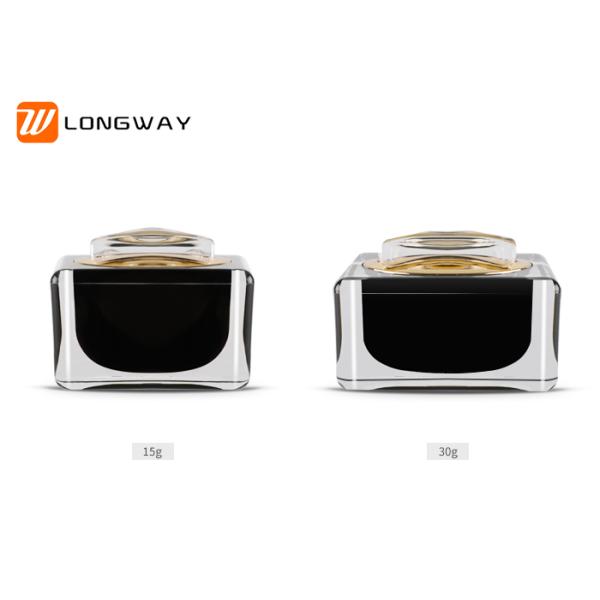 Classic plastic jar Acrylic empty square cosmetic cream packagg black jar 15g 30g