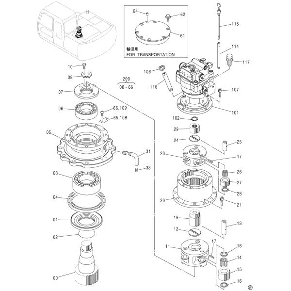 Hitachi Crawler Excavator Swing Device 9196343 Swing Gearbox ZX110 ZX110M ZX125US ZX130W ZX135UST ZX110-E ZX125US-E Swing Reduction Geargear Reduction