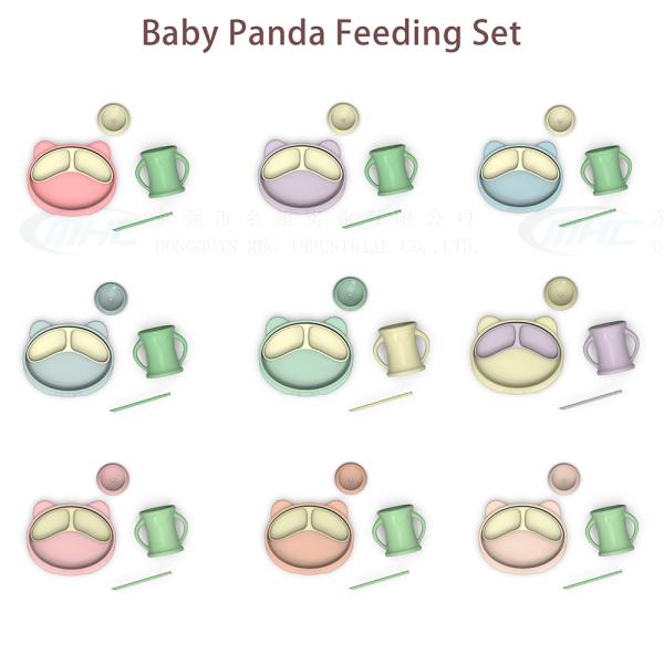 Ergonomic Panda Silicone 6-12 Months On The Go Suction Plate Set for Baby Feeding Essentials