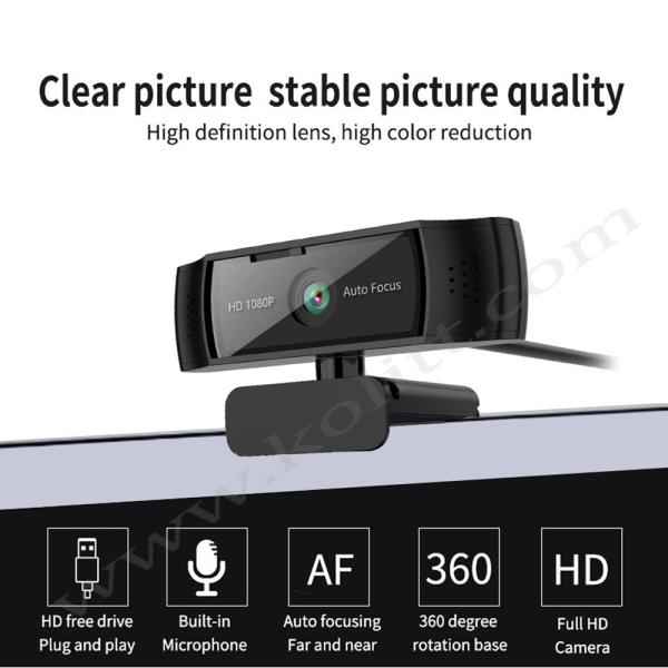 1080P 720P HD Auto Focus Webcam / Video Calling Webcam With Dual Microphones
