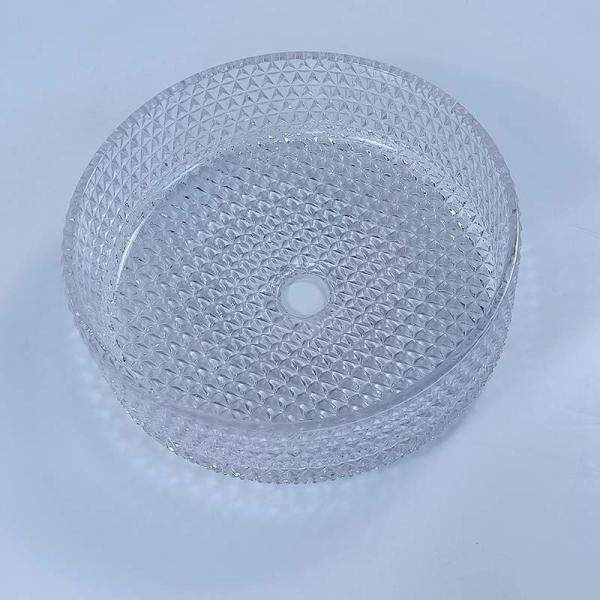 395mm Round Glass Wash Basin Hand Wash 45mm Dia No Hole For Hotel Bathroom