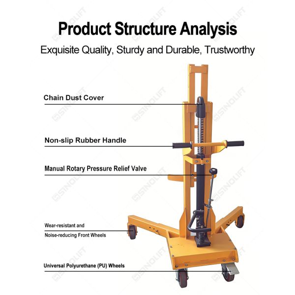 DTF450-1 Foot-Operated Hydraulic Drum Truck (Adjustable Support Legs)