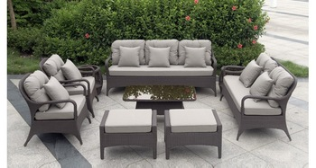 Waterproof Fabric Cushion Modern Design Aluminum Rattan Garden Sofa Set for Outdoor Patio