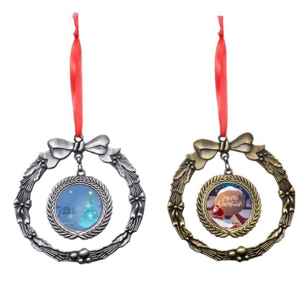 Personalized Christmas Ornaments Wreath Shape Sublimation Blank Christmas Decorations Xmas Tree & Pendant Ornaments For Thermal Transfer Print