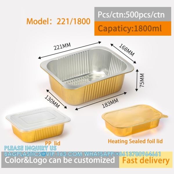 1050ml/220mm Length, Sturdy Aluminum Foil Pans With Lids For Cooking, Baking, Reheating, Freezer, Oven, Recyclable