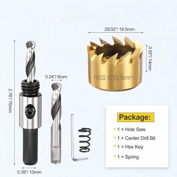 19.5MM Hole Saw HSS M35 Cobalt Bi-Metal Cutter Bit For Wood
