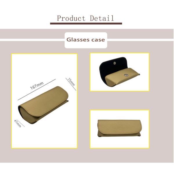 Embossing Custom Gold Pu 16.7cm Hard Leather Glasses Case