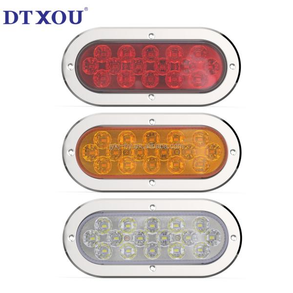 Universal 12/24v 6 Inch 22 Led Oval Tail Lights Stop Brake Led Taillights