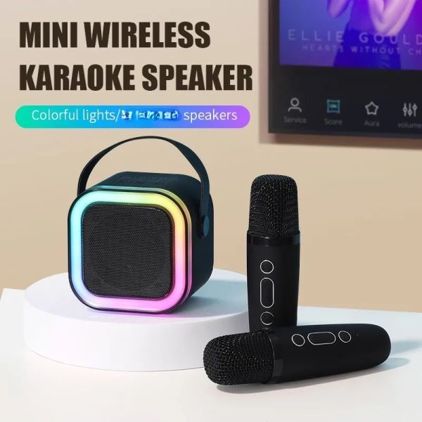 Music Karaoke Portable Player Wireless Speaker Mini Microphone RGB LED Lighting Bluetooth Outdoor Party Child Gift Box