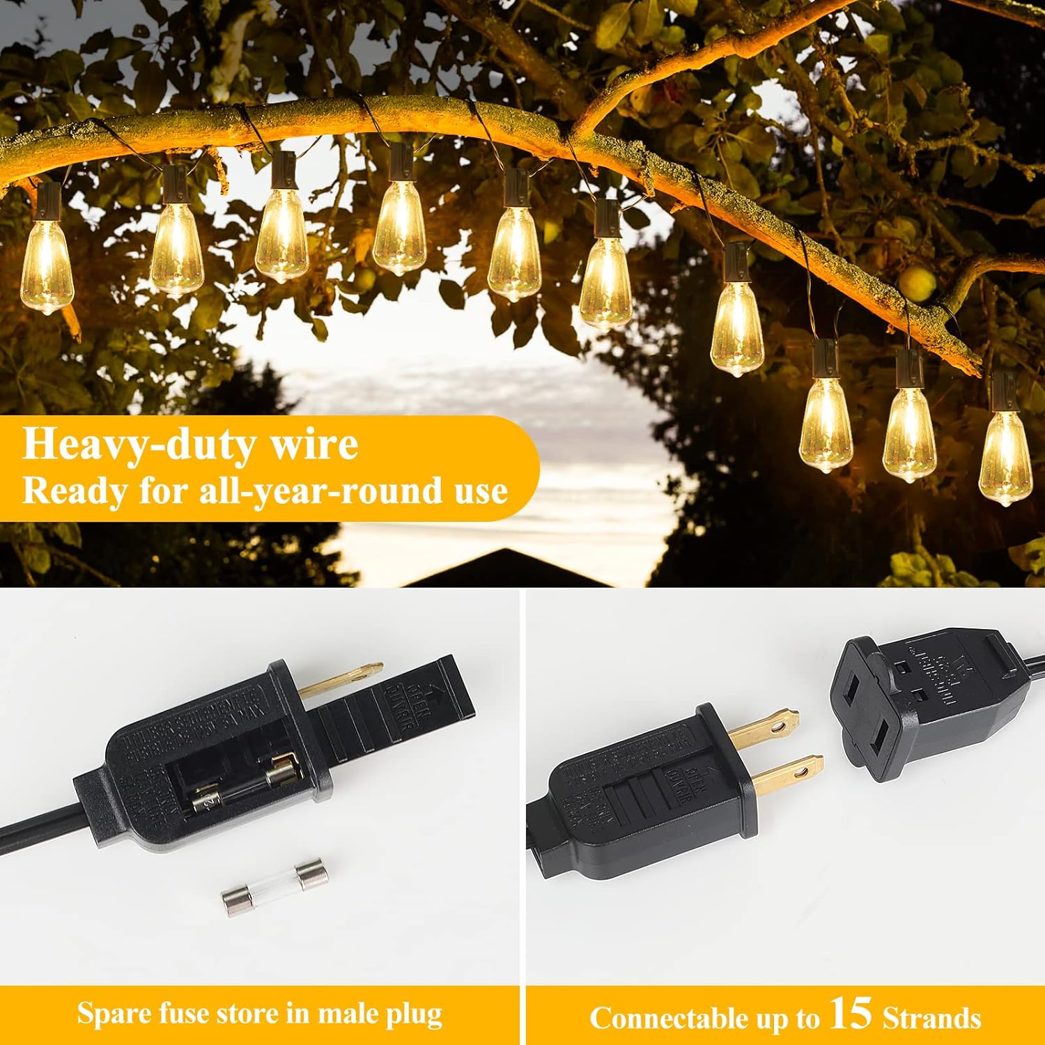 LED Outdoor 100FT 52 Shatterproof ST38 Винтажные лампочки Эдисона