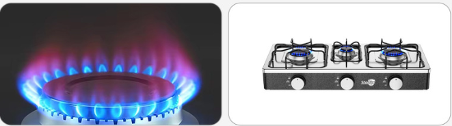 Estufa de gas de acero inoxidable para el hogar con 2 quemadores, encimera, ecológica, con fuego ajustable