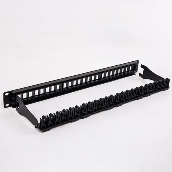Black UTP 1U Keystone Patch Panel 24 Port CAT6 Blank RJ45 Jacks