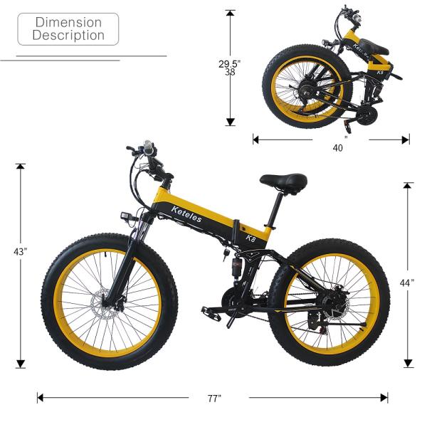 EU Quality 26x4.0 inch Fat Tire Folding E-Bike 1000W Motor 13AH Lithium Battery 21-Speed Electric Bike Drop Shipping Available