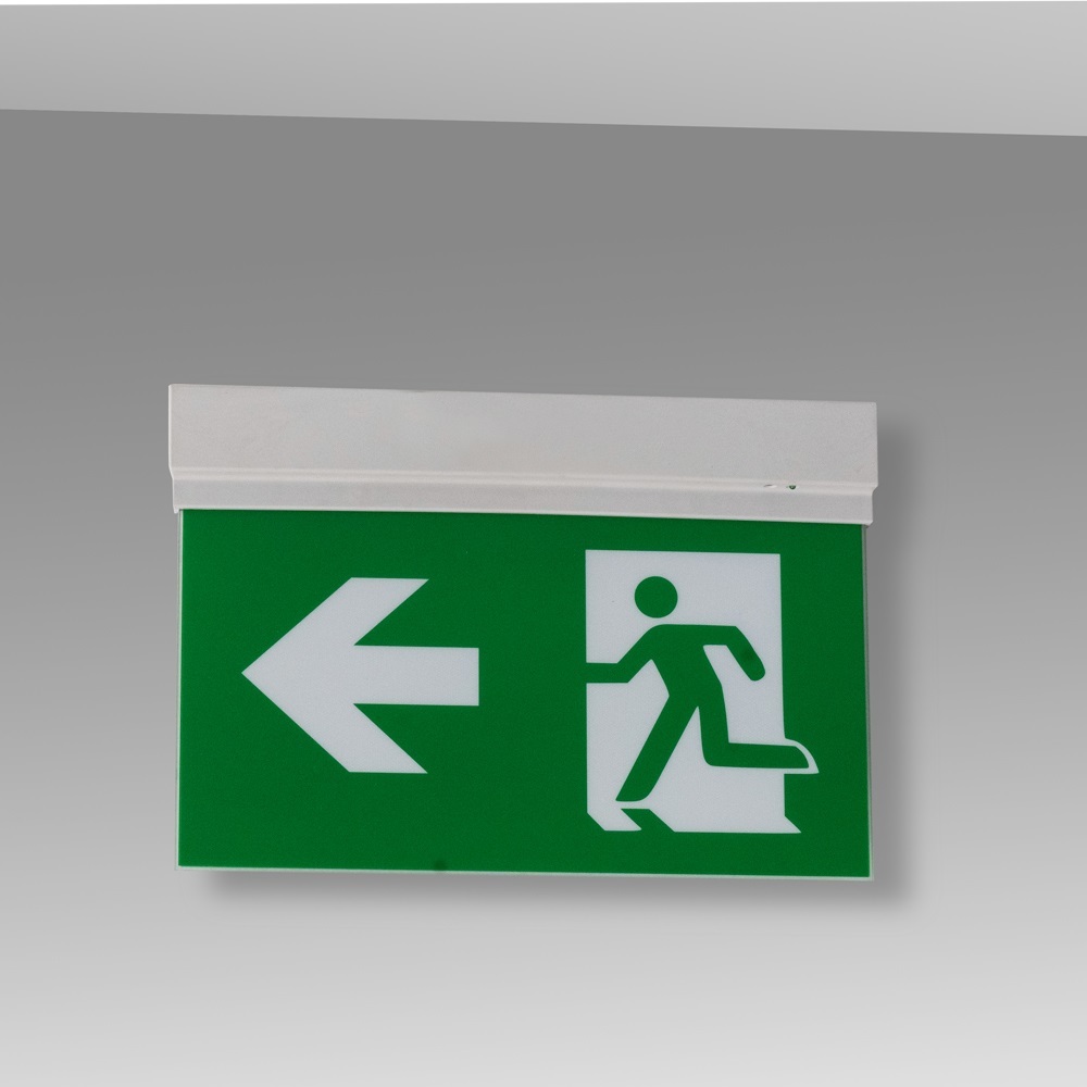 3 Hours Rechargeable Battery Operated Double Sided Emergency Exit Sign with 15pcs SMD White LED and Li-ion Battery