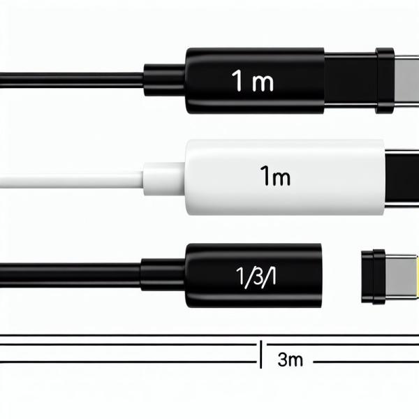 USB A to Type C Fast Charging Cable 1m Black White
