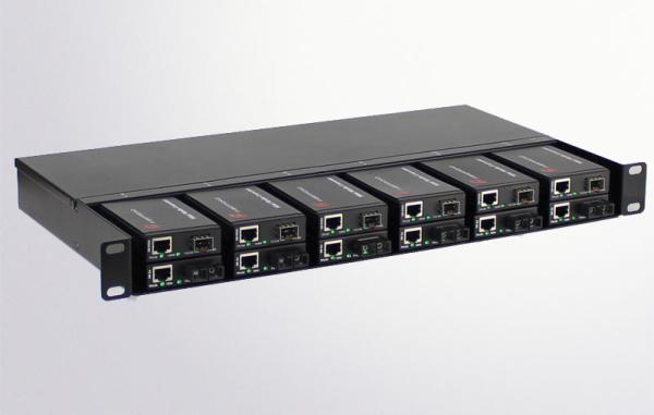 1U 12 Slots Mini Fiber Media Converter Chassis Rack With Dual Power Supply