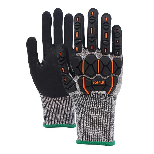 Safety 13 Gauge Nitrile Work Gloves Impact Resistant Reinforced Touchscreen Friendly Design