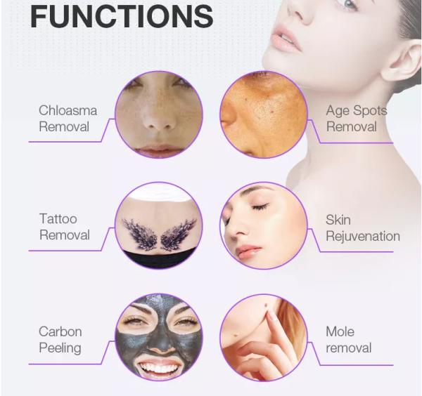Hot Sell Portable 532 1064 1320nm Tattoo Scar Pigment Eyebrows Darker Spots Removal Machine 3 Wavelengths Skin Care 5PCS
