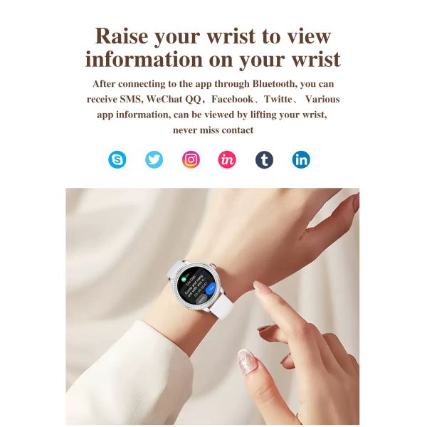 Eraysun China TK26 Lady Smart Watch With Round 1.26inch Fashion Cheap Waterproof 2025 IP67 Waterproof Female XOFIT Smartwatch