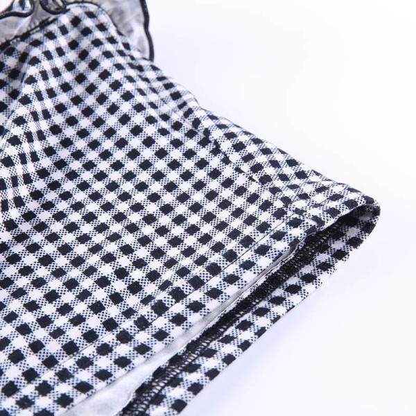 Sleeveless Ruffles Women Crop Top Vintage Plaid Style