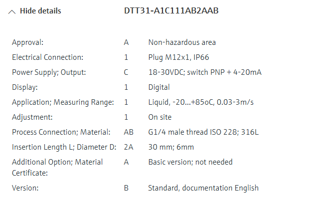 DTT31-A1C111AB2AAB | Endress+Hauser DTT31 Flow switch