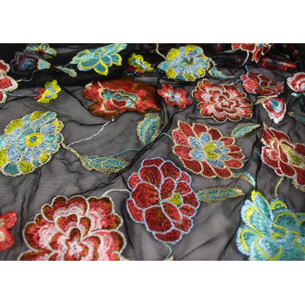 Богатая флористическая вышитая ткань сетки для платьев, винтажная тяжелая ткань шнурка